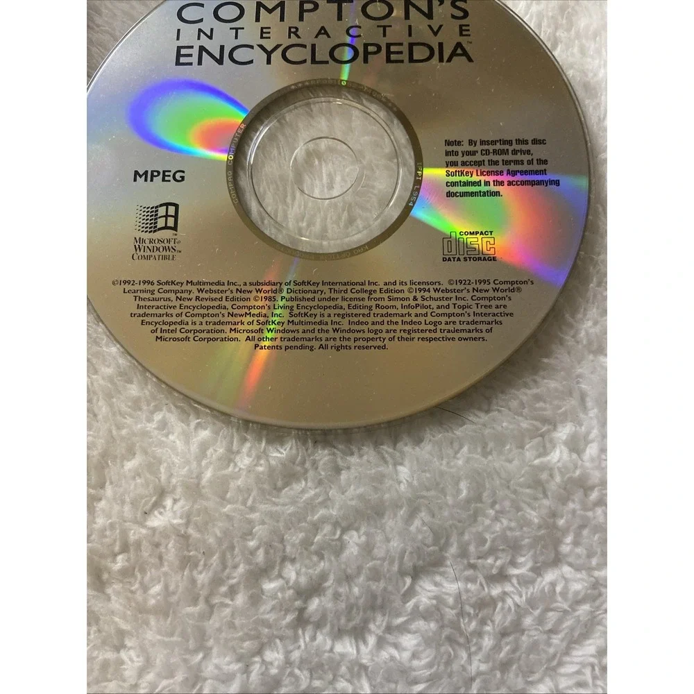 Compton's Interactive Encyclopedia PC CD ROM SoftKey WIN VTG 1992 Comptons
